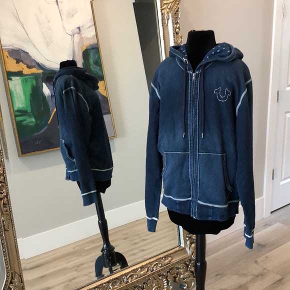 True Religion distressed blue hoodie - Picture 3 of 5